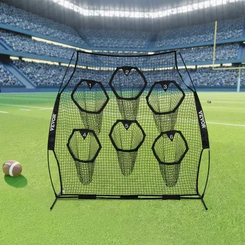 VEVOR Fußballtrainer Wurfnetz Übungsnetz (274 x 106 x 243 cm) mit 6 Zieltaschen & tragbarer Aufbewahrungstasche & Gurten, Wurfziel-Training für die Passgenauigkeit des Quarterbacks, Schwarz – Bild 7
