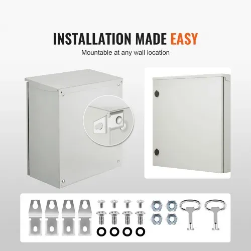VEVOR Schaltschrank Elektrogehäuse, 600x600x300 mm, NEMA 4 Außengehäuse, IP66 wasserdicht & staubdicht, kaltgewalzter Stahl, klappbare Anschlussdose für den Innen- & Außenbereich, mit Regenschutz – Bild 5