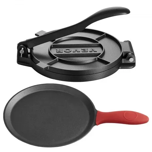 VEVOR Tortillapresse Taco Presse (25 cm) aus Graueisen, robuste Pataconera-Maker mit Griff & 100 Stk. Pergamentpapier, Teig-Presse für Tortilla, Kolumbianische Pataconera professionelle Roti Maker – Bild 10