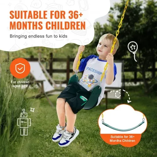 VEVOR 2er-Pack Schaukelsitze mit 168 cm langen beschichteten Ketten und Karabinerhaken, unterstützt 136 kg Schaukeln, Ersatz für Outdoor-Schaukel-Set, Schaukel-Set-Zubehör für Kinder, grün – Bild 2
