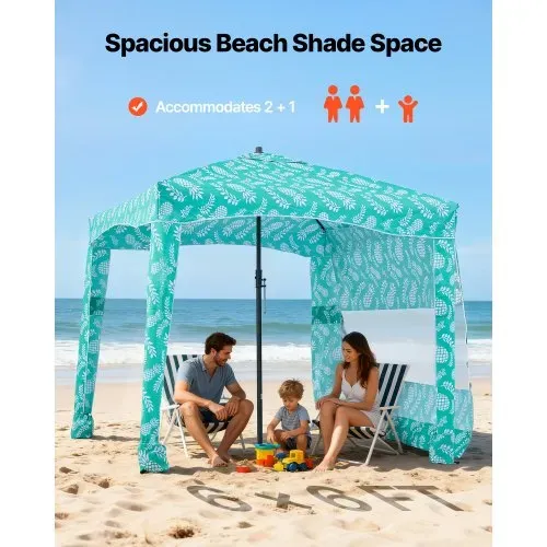 VEVOR Strand-Cabana 183 x 183 cm Strandüberdachung mit Seitenwand, UPF 50+ Sonnenschutz, Strandpavillon mit Sandsäcken, tragbarer Sonnenschutz Sonnenschirm für die ganze Familie und Freunde VEVOR Strand-Cabana 183 x 183 cm Strandüberdachung mit Seitenwand, UPF 50+ Sonnenschutz, Strandpavillon mit Sandsäcken, tragbarer Sonnenschutz Sonnenschirm für die ganze Familie und Freunde