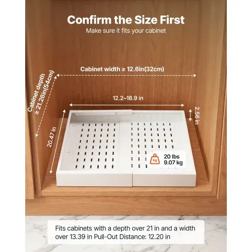 VEVOR 2 x Teleskopschubladen Ausziehbare Küchenschrank-Organizer 31-48 cm, 52 cm Tiefe Auszugsschubladen für Schränke, Erweiterbare Auszugsschubladen für Küchenschränke mit Nano-Klebestreifen, Weiß VEVOR 2 x Teleskopschubladen Ausziehbare Küchenschrank-Organizer 31-48 cm, 52 cm Tiefe Auszugsschubladen für Schränke, Erweiterbare Auszugsschubladen für Küchenschränke mit Nano-Klebestreifen, Weiß