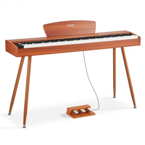 VEVOR Digitalpiano, 88 Tasten vollgewichtet anschlagdynamisch, E-Piano-Tastatur mit Notenständer, Dreifachpedal, Netzteil, 280 Töne, unterstützt kabellose Verbindung, für Anfänger, Holzfarbe VEVOR Digitalpiano, 88 Tasten vollgewichtet anschlagdynamisch, E-Piano-Tastatur mit Notenständer, Dreifachpedal, Netzteil, 280 Töne, unterstützt kabellose Verbindung, für Anfänger, Holzfarbe