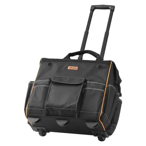 VEVOR Werkzeugtasche mit Rollen, Tragkraft 50 kg, 25 Taschen, Arbeitsrucksack mit verstellbarem Teleskopgriff & stabiler Basis, Werkzeugtaschen-Organizer für Elektriker, Baugewerbe, 460x270x430 mm – Bild 8