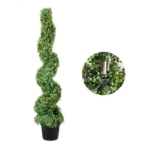 VEVOR 2 Stk. Künstlicher Buchsbaum Turm Formschnitt Spirale Kunstpflanze 122cm hoch Dekopflanze Grüne Plastikpflanze aus PE Eisen Formschnittpflanzen inkl. 10 Stk. Ersatzblätter – Bild 9