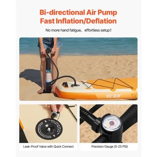 VEVOR aufblasbares Stand Up Paddle Board (304,8 x 83,8 x 15,2 cm) Paddleboard mit einem Sitz, Komplettset inkl. Pumpe Paddel Finne Rucksack Knöchelleine Gurt, für Jugendliche und Erwachsene – Bild 4
