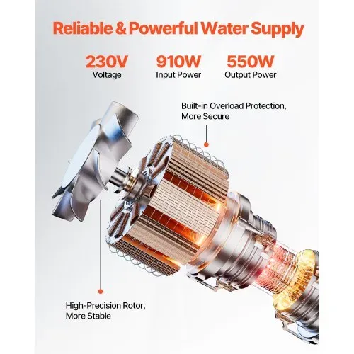 VEVOR Tiefbrunnenpumpe, 910 W Eingangsleistung, 100 L/min Durchfluss, 53 m Förderhöhe, mit 20 m Kabel, externer Steuerkasten, Edelstahl-Wasserpumpe, für industrielle Bewässerung und Heimgebrauch, IP68 – Bild 2