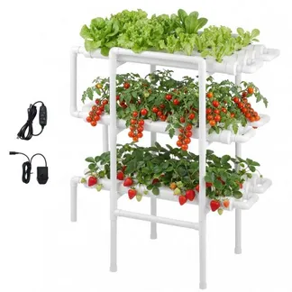 VEVOR Hydroponisches Pflanzensystem, 3-Ebenen, 108 Steckplätze, UPVC-Rohr-Anbausystem mit Zeitschaltuhr, Hydroponik Turm, Anzucht Set, Hydroponic Grow Kit für Gemüse, Obst & Kräuter, Weiß VEVOR Hydroponisches Pflanzensystem, 3-Ebenen, 108 Steckplätze, UPVC-Rohr-Anbausystem mit Zeitschaltuhr, Hydroponik Turm, Anzucht Set, Hydroponic Grow Kit für Gemüse, Obst & Kräuter, Weiß