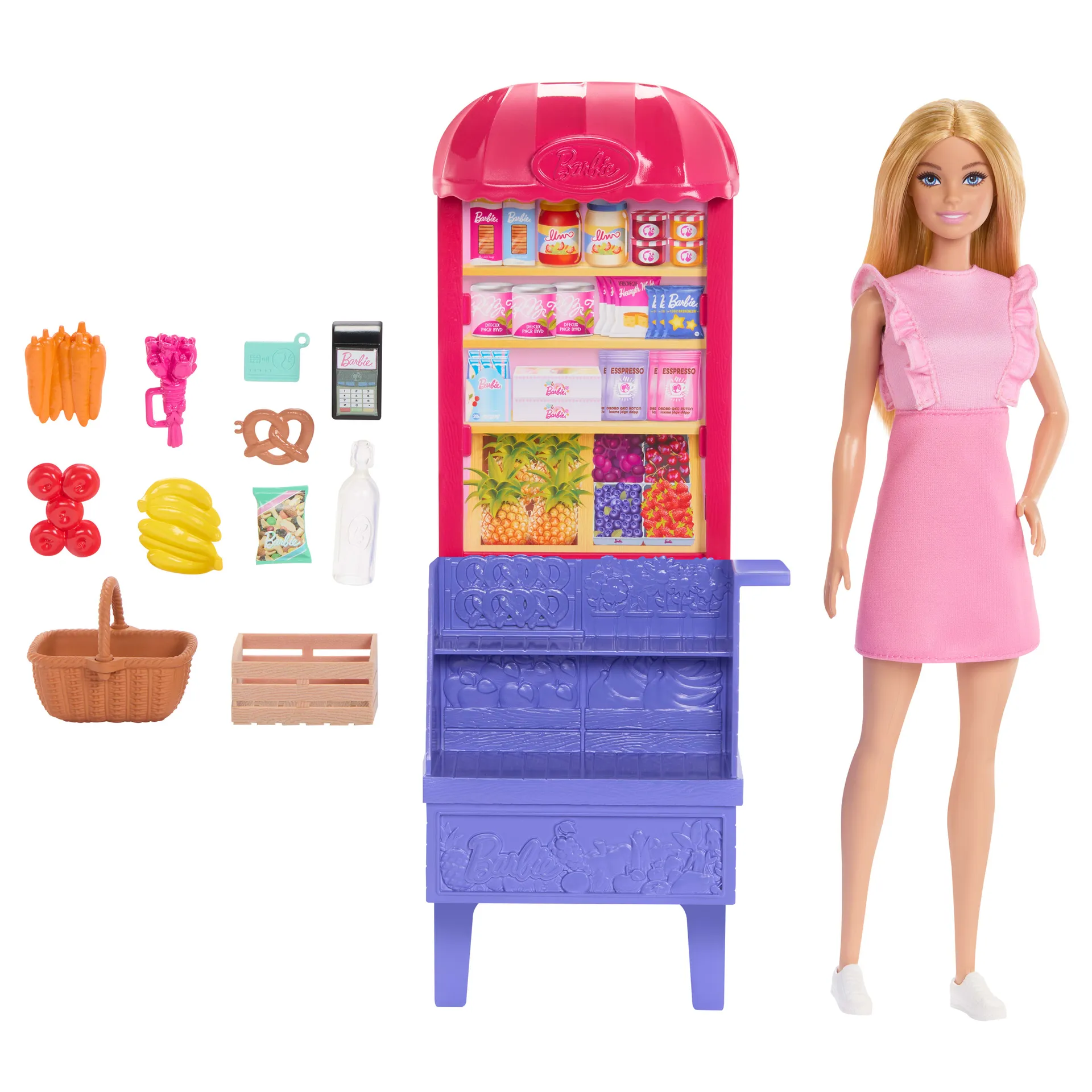 Barbie und Teresa Rezept für Freundschaft Malibu auf dem Markt Puppen- und Spielset mit 11 Zubehörteilen – Bild 6
