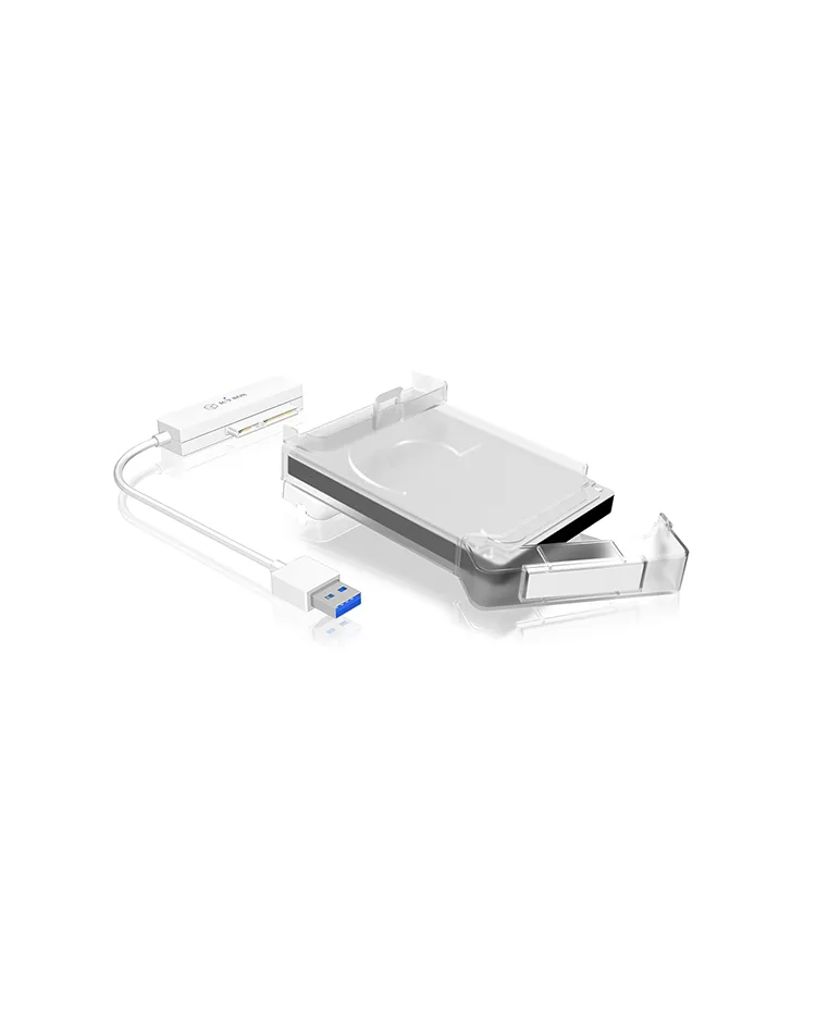 ICY BOX IB-AC703-U3, USB 3.2 Gen 1 zu 2,5" SATA Festplatten (9,5 mm Höhe) Adapter Kabel mit Schutzbox, Zugriff LED, USB 2.0 compatibel, weiß – Bild 2