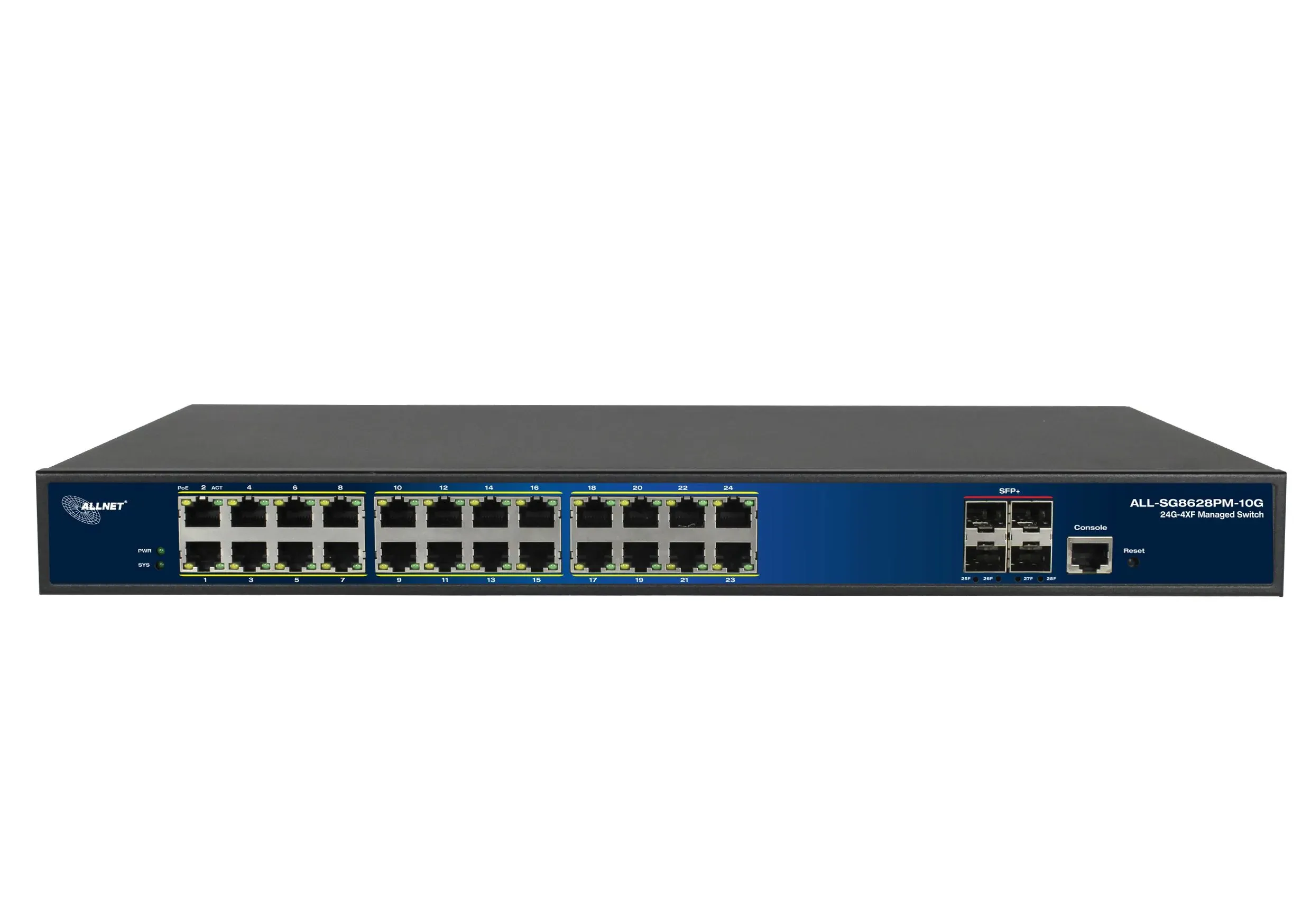 ALLNET Switch full managed Layer2+ 24 Port • 24x GbE • PoE Budget 370W • 24x PoE at • 4x SFP+ • 19" • JSON API • ALL-SG8628PMJ-10G – Bild 3