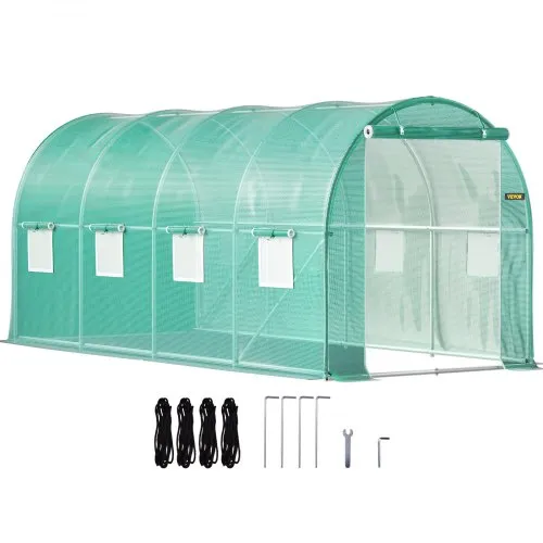 VEVOR Foliengewächshaus 4,6×2,1×2,1m Bogendach Gewächshaus Verzinkter Stahlrahmen PE Abdeckung Frühbeet Treibhaus Wasserdicht UV-Beständig Grün Mobiler Folientunnel Ideal für Anbau von Gemüse Blumen VEVOR Foliengewächshaus 4,6×2,1×2,1m Bogendach Gewächshaus Verzinkter Stahlrahmen PE Abdeckung Frühbeet Treibhaus Wasserdicht UV-Beständig Grün Mobiler Folientunnel Ideal für Anbau von Gemüse Blumen