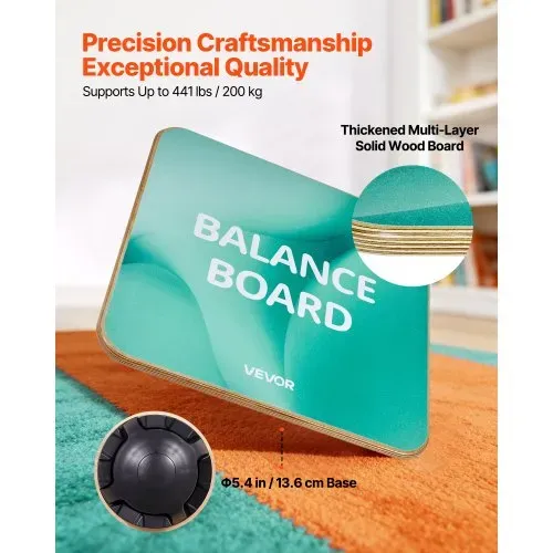 VEVOR Balance Board für Erwachsene 500 x 500 x 18 mm, 360° Drehbares Wackelbrett, 3-fach Verstellbares Balance-Trainingsgerät aus Holz, Rutschfeste Oberfläche für Core-Training, Heimfitnessstudio – Bild 3
