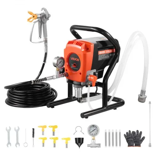 VEVOR Airless-Farbspritzgerät Sprühgerät 900 W 3300 psi, 1,78 L/min Farbsprühsystem mit Reinigungsbürste & Schlauch & Verlängerungsstange & Düsen, Farbsprühgerät für Wohnungen, Gebäude VEVOR Airless-Farbspritzgerät Sprühgerät 900 W 3300 psi, 1,78 L/min Farbsprühsystem mit Reinigungsbürste & Schlauch & Verlängerungsstange & Düsen, Farbsprühgerät für Wohnungen, Gebäude