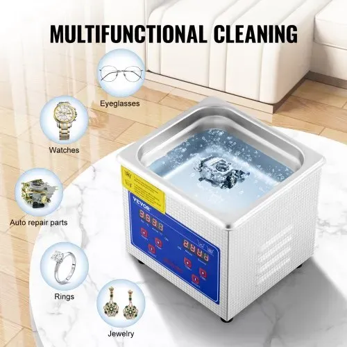 VEVOR Professioneller Ultraschallreiniger, 1,3 L Ultraschall-Schmuckreiniger mit digitalem Timer und Heizung, Edelstahl-Industrie-Schallreiniger 40 kHz für Brillen, Uhren, Ringe, Kleinteile – Bild 4
