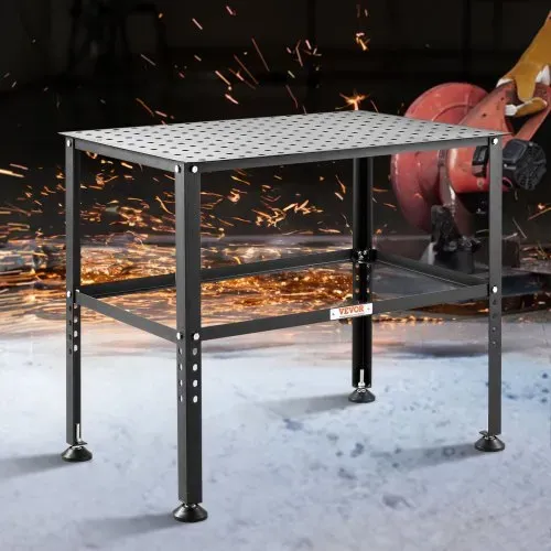 VEVOR Schweißtisch 914,4x609,4x784,8mm, Montagetisch mit einer Tragkraft von 362kg, Werkbank mit 16mm Befestigungslöchern & rutschfesten Fußpolstern für Schweißmontage- & Reparaturarbeiten – Bild 7