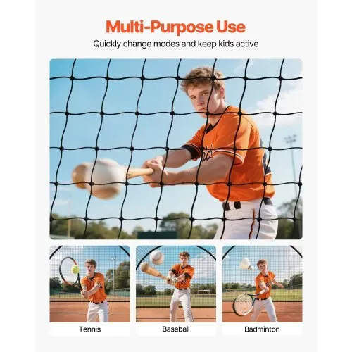 VEVOR Baseball Schlagkäfig (Halbkreisförmig) Netz 606x366x250 cm, Trainingsnetz mit 30-lagigem & Geknotetem HDPE-Gewebe & Öffnung für Wurfmaschinen, inkl. Softball Trainingskäfignetz – Bild 5