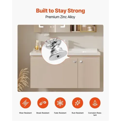 VEVOR Möbelknöpfe, 12er-Pack, 31 mm Schrankknöpfe aus Acryl & Zinklegierung, Schubladenknöpfe, massive Küchenknöpfe in Diamantform, Knauf mit Schrauben für Badezimmer, Schränke, Schubladen – Bild 2
