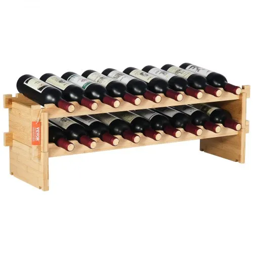 VEVOR Weinregal stapelbar 18 Flaschen, stabiles Flaschenregal, 2-stufiges Lagerregal aus massivem Bambusholz, freistehendes Weinregal, wackelfreie Regale für Küche, Bar und Keller (natürliche Farbe) VEVOR Weinregal stapelbar 18 Flaschen, stabiles Flaschenregal, 2-stufiges Lagerregal aus massivem Bambusholz, freistehendes Weinregal, wackelfreie Regale für Küche, Bar und Keller (natürliche Farbe)
