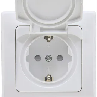DELPHI Schutzkontakt-Steckdose IP44 250V~/ 16A, inkl. Rahmen, UP, weiß DELPHI Schutzkontakt-Steckdose IP44 250V~/ 16A, inkl. Rahmen, UP, weiß