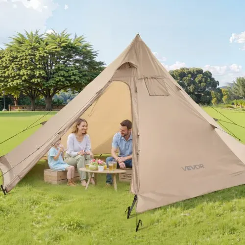 VEVOR Campingzelt für 4 Personen, tragbares Tipi-Zelt mit Ofenanschluss, Pyramidenzelt, leichte 4-Jahreszeiten-Schutzzelte zum Wandern, Angeln und Rucksackreisen, Größe M – Bild 7