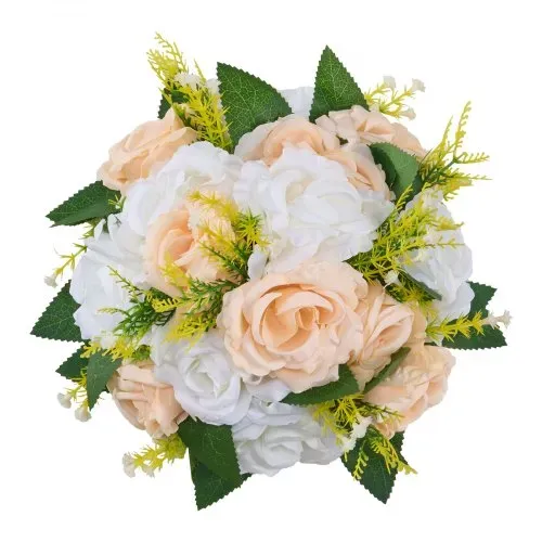VEVOR Kunstblumen, 10 Stück, 240x240x120 mm, künstliche Blumenkugeln, Seidenrosen, Rosenarrangements für Hochzeiten, Partys, Tischdekorationen und Wohndeko, Champagnerfarbene & weiße Rosen – Bild 9