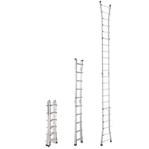 VEVOR Teleskopleiter mit A-Rahmen, 6230 mm kompakte Aluminium-Ausziehleiter, Mehrzweckleiter, Stehleiter, Anlegeleiter, Klappleiter für Hausaufgaben, Treppen, Innen- und Außendächer, 150 kg Tragkraft – Bild 9