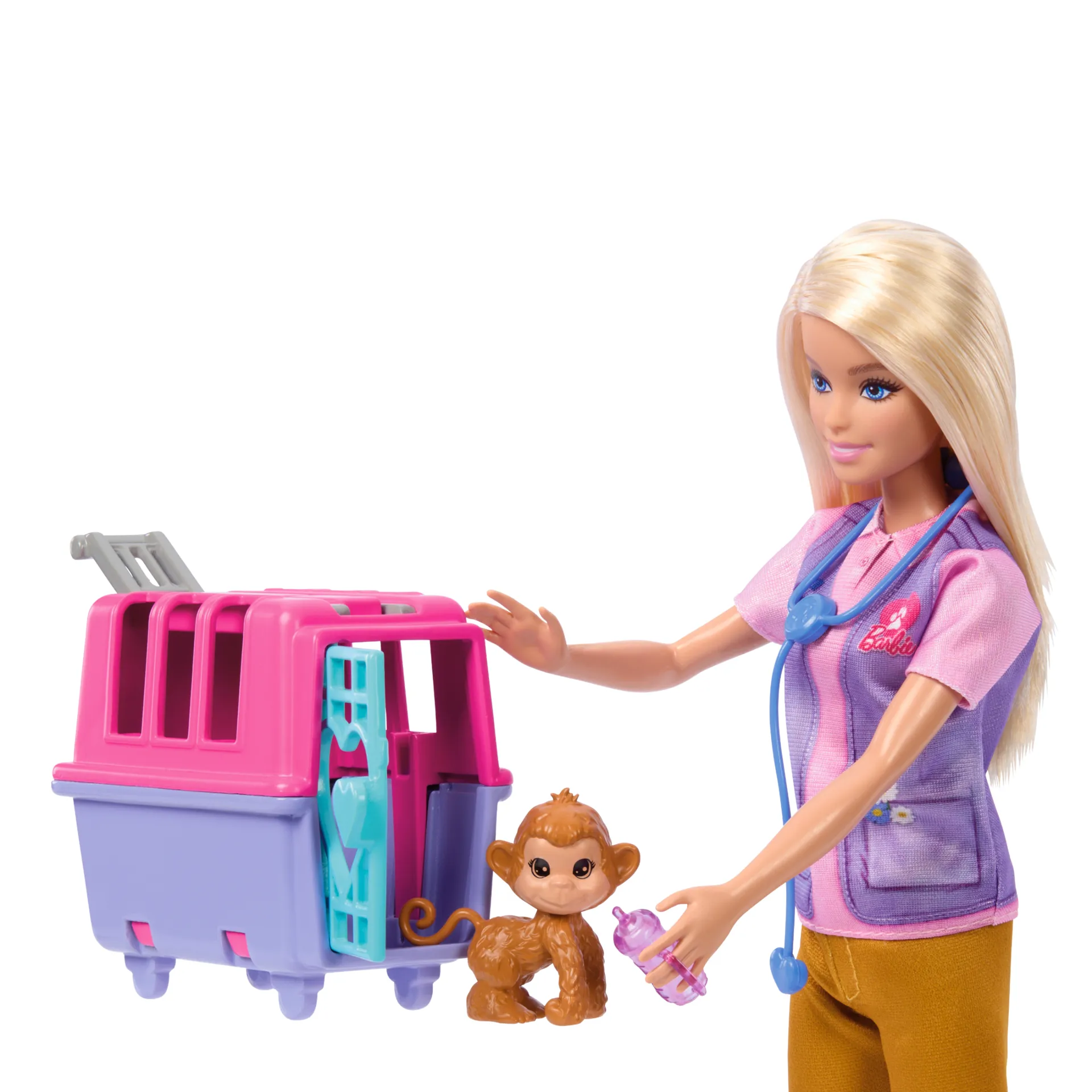 Barbie Barbie-Tierrettungsspielset mit blonder Puppe, 2 Tierfiguren und Zubehör – Bild 3