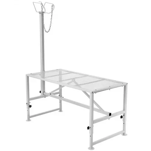 VEVOR Trimmständer, 1195 x 584 mm Viehstand, Metallstand zum Melken und Scheren von Vieh, 533 bis 838 mm verstellbare Höhe, mit Kopfstück und Nasenschlaufe, 227 kg Ladegewicht, weiß – Bild 8