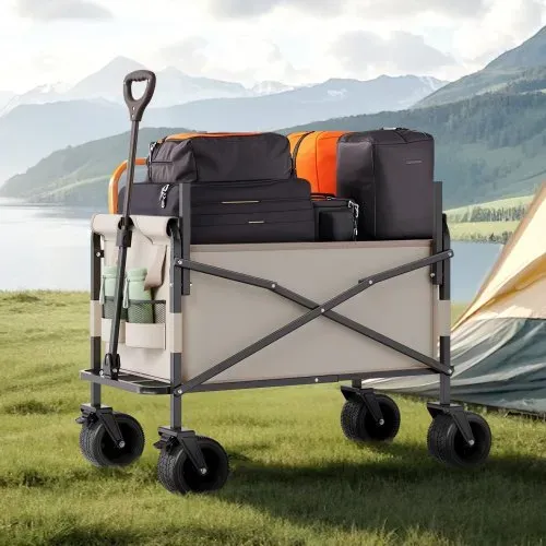 VEVOR Bollerwagen, Handwagen 250 kg Tragkraft, 2-in-1-Klappwagen, umwandelbar in eine Bank, Mehrzweckwagen mit verstellbarem Griff, Outdoor-Wagen für Lebensmitteleinkauf, Camping, Gartenarbeit – Bild 7