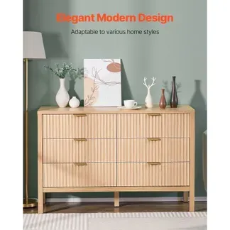 VEVOR Kommode mit 6 geriffelten Schubladen & Schiebe- und Kippschutz, minimalistischer moderner Schubladenschrank Organizer für Wohnzimmer Schlafzimmer Eingangsbereich Flur (helles Holz) VEVOR Kommode mit 6 geriffelten Schubladen & Schiebe- und Kippschutz, minimalistischer moderner Schubladenschrank Organizer für Wohnzimmer Schlafzimmer Eingangsbereich Flur (helles Holz)