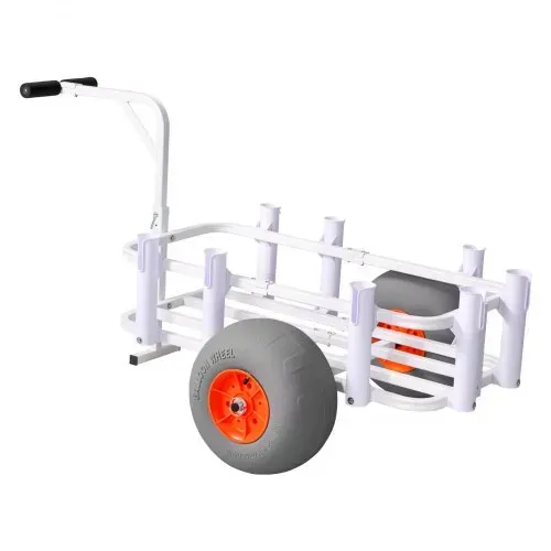 VEVOR Angelwagen Faltbar, 136kg Belastbarer Bollerwagen mit 2 PU-Luftreifen für All-Terrain, Transportwagen mit Alugestell & 8 Rutenhaltern, Multifunktionale Transportkarre für Angeln Camping Strand – Bild 10