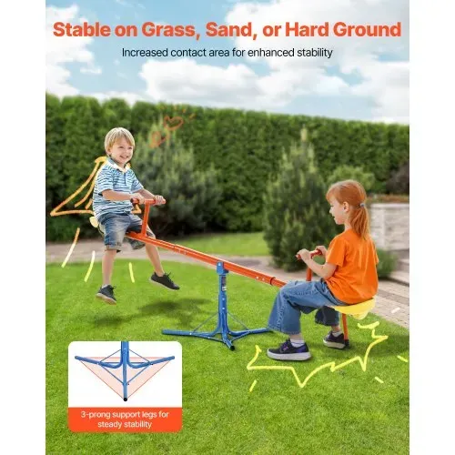 VEVOR Kinderwippe, 45,4 kg Tragkraft pro Sitz, Gartenwippe mit 3-zackigen Stützbeinen, Schaukelwippe, Karussellwippe, 360 Grad drehbar, Spielplatzgerät für Kinder ab 3 Jahren, 1905x620x660 mm VEVOR Kinderwippe, 45,4 kg Tragkraft pro Sitz, Gartenwippe mit 3-zackigen Stützbeinen, Schaukelwippe, Karussellwippe, 360 Grad drehbar, Spielplatzgerät für Kinder ab 3 Jahren, 1905x620x660 mm