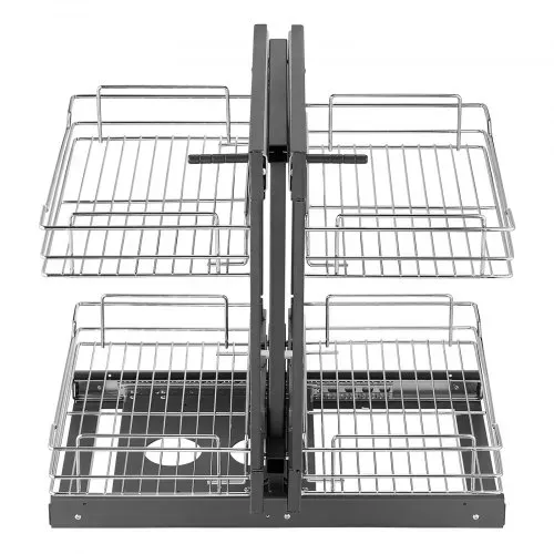 VEVOR Küchenschrank-Organizer mit 2 Ebenen & 4 Ablagen, Aufbewahrungskorb aus verchromtem Karbonstahl, Aufbewahrungs-Organizer, links und rechts zu öffnen, min. Türöffnungsbreite 38 cm – Bild 10
