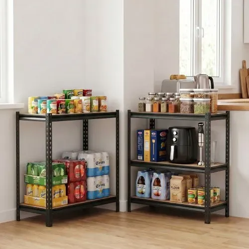 VEVOR Schwerlastregal 923x459x1813mm, 907,2kg Belastbares Lagerregal mit Stahlgestell 5 Verstellbaren MDF-Platten, Teilbares Steckregal als Werkbank, Flexibles Metallregal für Keller Garage Werkstatt – Bild 7