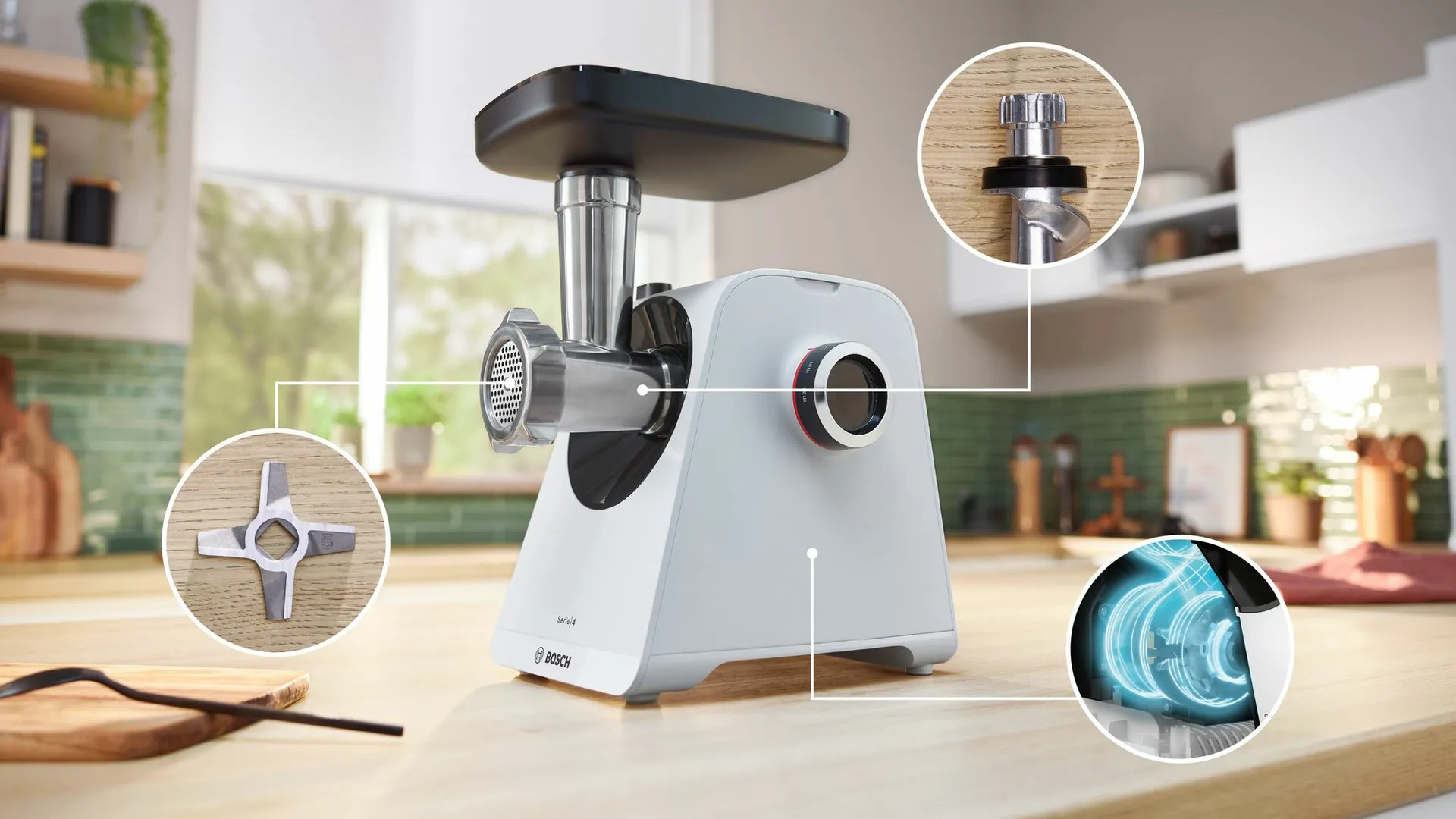 Bosch Serie 4 MFWS420W Fleischwolf 1300 W Weiß – Bild 2