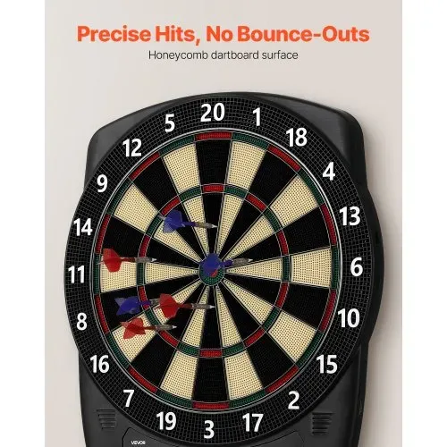 VEVOR Elektronische Dartscheibe, 342,9 mm E-Dartboard mit 43 Spielen & über 200 Variationen für bis zu 8 Spieler, 6 Dartschäfte mit Flights & 50 Ersatz-Pfeilspitzen, Farb-LCD-Punkteanzeige – Bild 2