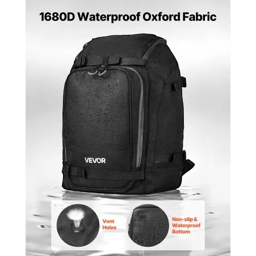 VEVOR Skitasche, 55 L, Reiserucksack für Snowboardstiefel, Skischuhtasche aus strapazierfähigem 1680D Oxford, Skisack für Ski, Snowboard, Helm, Schutzbrille, Handschuhe, Zubehör (schwarz) – Bild 5