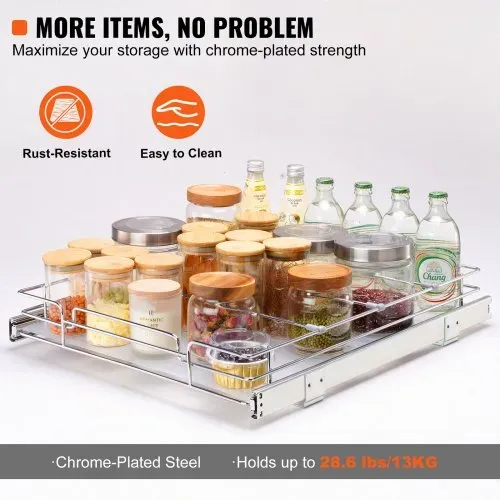 VEVOR ausziehbares Gewürzregal 537x533x85 mm Spülschrankregal Küchenschrank, Schiebeschublade Waschbecken Gewürzregal Schrank Organizer Unterschrankregal 567x563x185 mm (Einbaumaße) – Bild 3