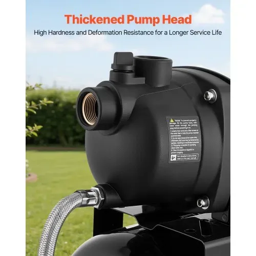VEVOR Hauswasserwerk 800 W, 5000 L/h Jetpumpe mit 19 L Druckbehälter, 49 m Förderhöhe, inkl. Automatischem Wasserfördersystem & Kunststoffpumpenkopf, zur Gartenbewässerung & Hauswasserversorgung – Bild 4