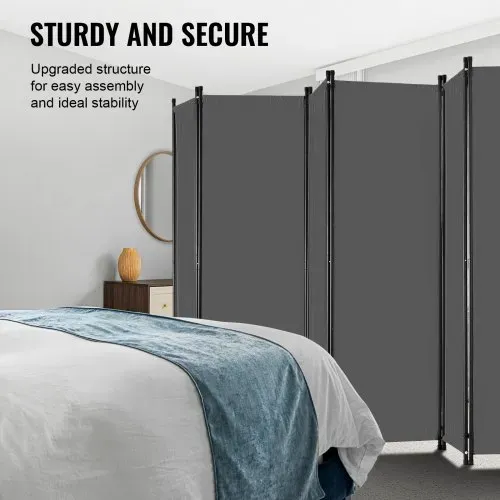 VEVOR Raumteiler 6 Paneele Paravent 3110 x 1805 x 450 mm, faltbarer Sichtschutz & tragbarer Trennwandteiler zur Raumtrennung, freistehende Raumteiler für Büro Schlafzimmer Arbeitszimmer, Grau – Bild 3