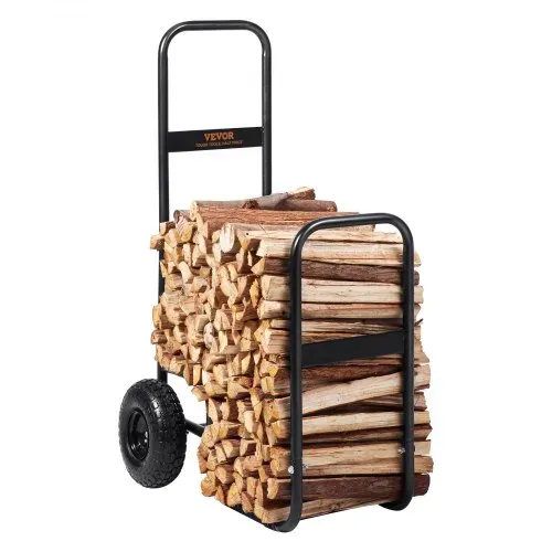 VEVOR Kaminholzwagen 67x52x110cm Brennholzwagen Pulverbeschichteter Stahl Brennholzkarre mit 266,7-mm-Gummirädern Holzwagen 113,4 kg Tragfähigkeit Transportwagen inkl. Bungee-Seil Bodennetz – Bild 9