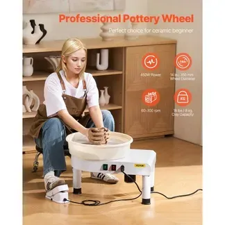 VEVOR Töpferscheibe Keramik-Radformmaschine 450 W (35 cm) mit einstellbarem Pedal & Hubbein & abnehmbarem Becken, Töpferformmaschine mit komplettem Zubehör für Kunst Handwerk Heimwerken, weiß VEVOR Töpferscheibe Keramik-Radformmaschine 450 W (35 cm) mit einstellbarem Pedal & Hubbein & abnehmbarem Becken, Töpferformmaschine mit komplettem Zubehör für Kunst Handwerk Heimwerken, weiß