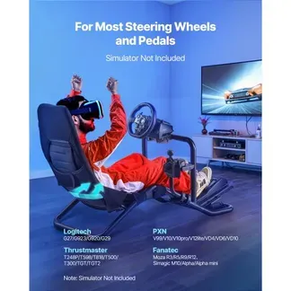VEVOR Lenkständer, Racing Wheel Stand für integrierte Simulator-Cockpits, für Logitech G25, G27, G29, G920, G923, Thrustmaster T300RS, TX F458, T500RS, T3PA-PRO (F1/GT) und CSR-Pedale, Schwarz VEVOR Lenkständer, Racing Wheel Stand für integrierte Simulator-Cockpits, für Logitech G25, G27, G29, G920, G923, Thrustmaster T300RS, TX F458, T500RS, T3PA-PRO (F1/GT) und CSR-Pedale, Schwarz