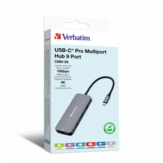 Verbatim CMH-09 USB Typ-C 10000 Mbit/s Silber Verbatim CMH-09 USB Typ-C 10000 Mbit/s Silber