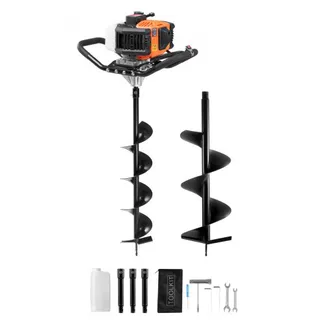 VEVOR Erdbohrer mit Benzinmotor, 52 CC, 1450 W, Benzinbohrer mit 6- und 10-Zoll-Bohrkronen und 3 Verlängerungsstangen, Lochbohrer für Pfostenzäune für Ackerland, Gartenpflanzen, Orange+Schwarz VEVOR Erdbohrer mit Benzinmotor, 52 CC, 1450 W, Benzinbohrer mit 6- und 10-Zoll-Bohrkronen und 3 Verlängerungsstangen, Lochbohrer für Pfostenzäune für Ackerland, Gartenpflanzen, Orange+Schwarz