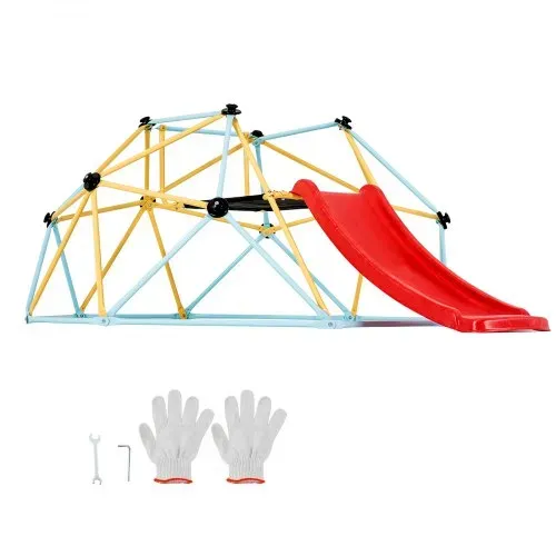 VEVOR Kletterkuppel, 2,44 m geometrisches Klettergerüst mit Rutsche, für Kinder von 3 bis 9 Jahren, Klettergerüst 272 kg Tragfähigkeit, mit Klettergriff, Indoor-/Outdoor-Spielgerät ideal Hinterhof – Bild 8