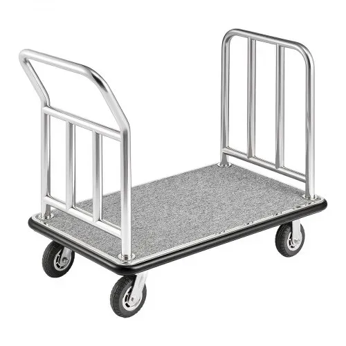 VEVOR Hotelgepäckwagen, 340 kg Tragkraft, Plattformwagen mit abnehmbarem Vorderrahmen, Parkservicewagen mit Teppichboden & 15 cm großen Gummirädern, ideal für Hotels, Eigentumswohnungen, Resorts – Bild 8