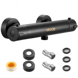 VEVOR Duscharmatur mit Thermostat Brausemischer Duschhahn mit 38 °C Sicherheitsschloss, Duschhahnventil Badewannenarmatur, Temperaturregelventile für Badezimmer Wohnmobil Hotel Mattschwarz VEVOR Duscharmatur mit Thermostat Brausemischer Duschhahn mit 38 °C Sicherheitsschloss, Duschhahnventil Badewannenarmatur, Temperaturregelventile für Badezimmer Wohnmobil Hotel Mattschwarz