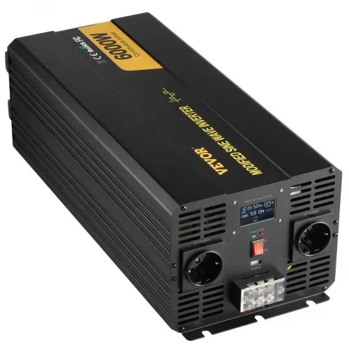 VEVOR Wechselrichter 6000 W, Modifizierter Sinus-Wechselrichter DC 12 V auf AC 230 V Auto-Konverter mit LCD-Display, LED-Anzeigen, EU-Steckdosen, Wechselrichter, für Auto, Wohnmobil, Lkw, Boot, Reisen – Bild 9